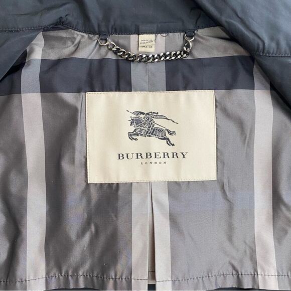 BURBERRY BLACK LONG LIGHTWEIGHT BELTED RAIN TRENCH COAT SIZE 6 - Picture 13 of 16